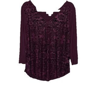 Dana Buchman Womens Velvet Burnout Wine Stretch Top Fairy Vamp